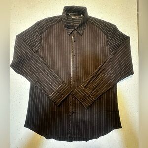 7 Diamonds, chocolate brown pin stripe, XL slim fit long sleeve shirt.